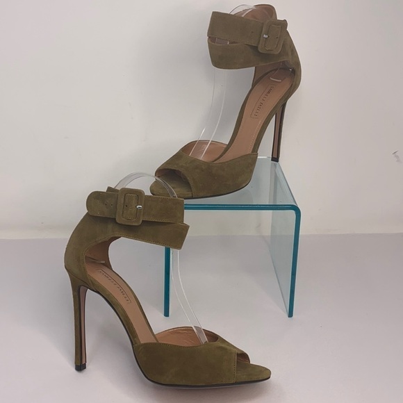 Samuele Failli Sz 8.5 Olive Green Suede Sandals - Picture 1 of 16